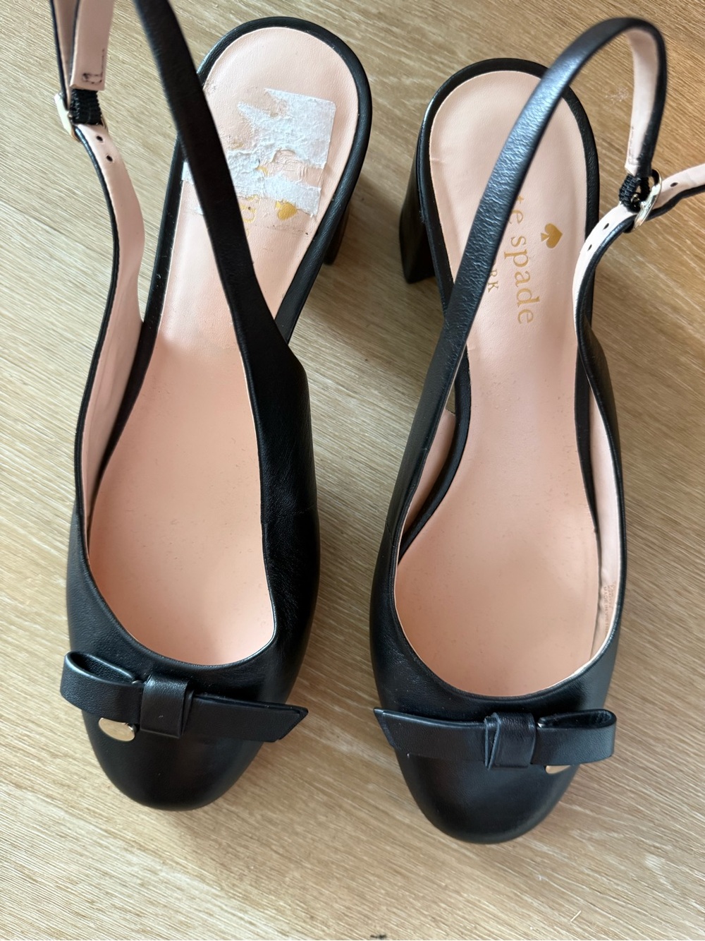 kate spade Black Slingback Bow Heels with Pink Insole